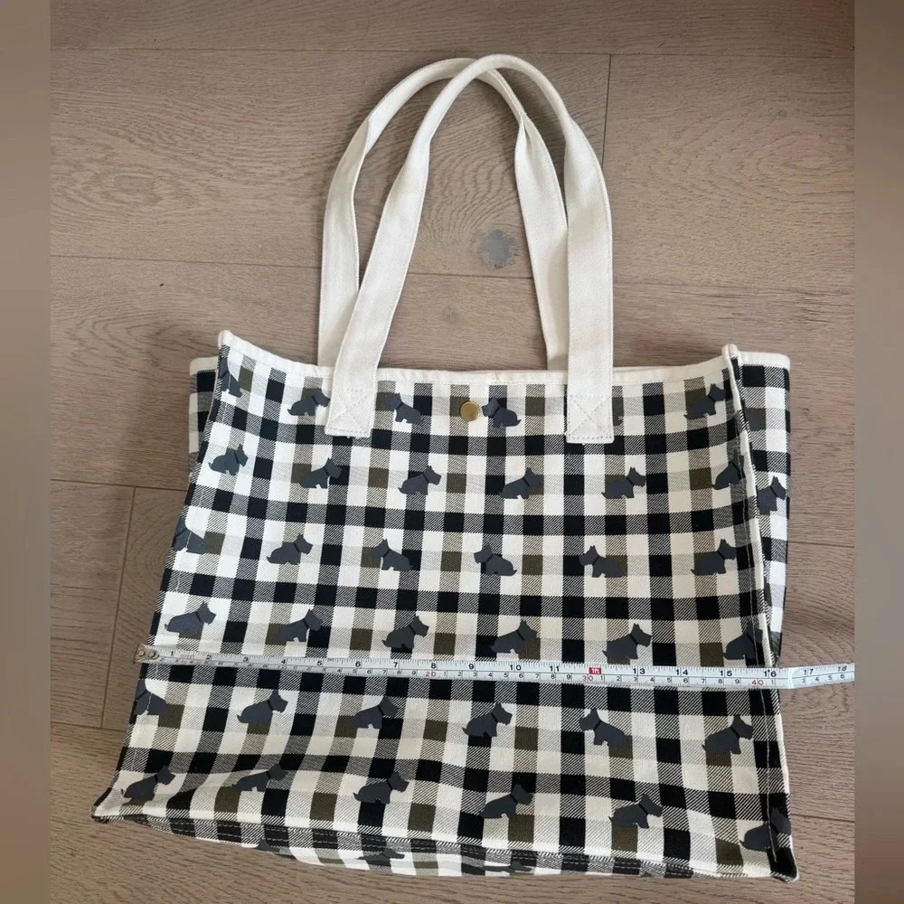 Radley London Canvas Tote Bag Medium Westie Dog Plaid